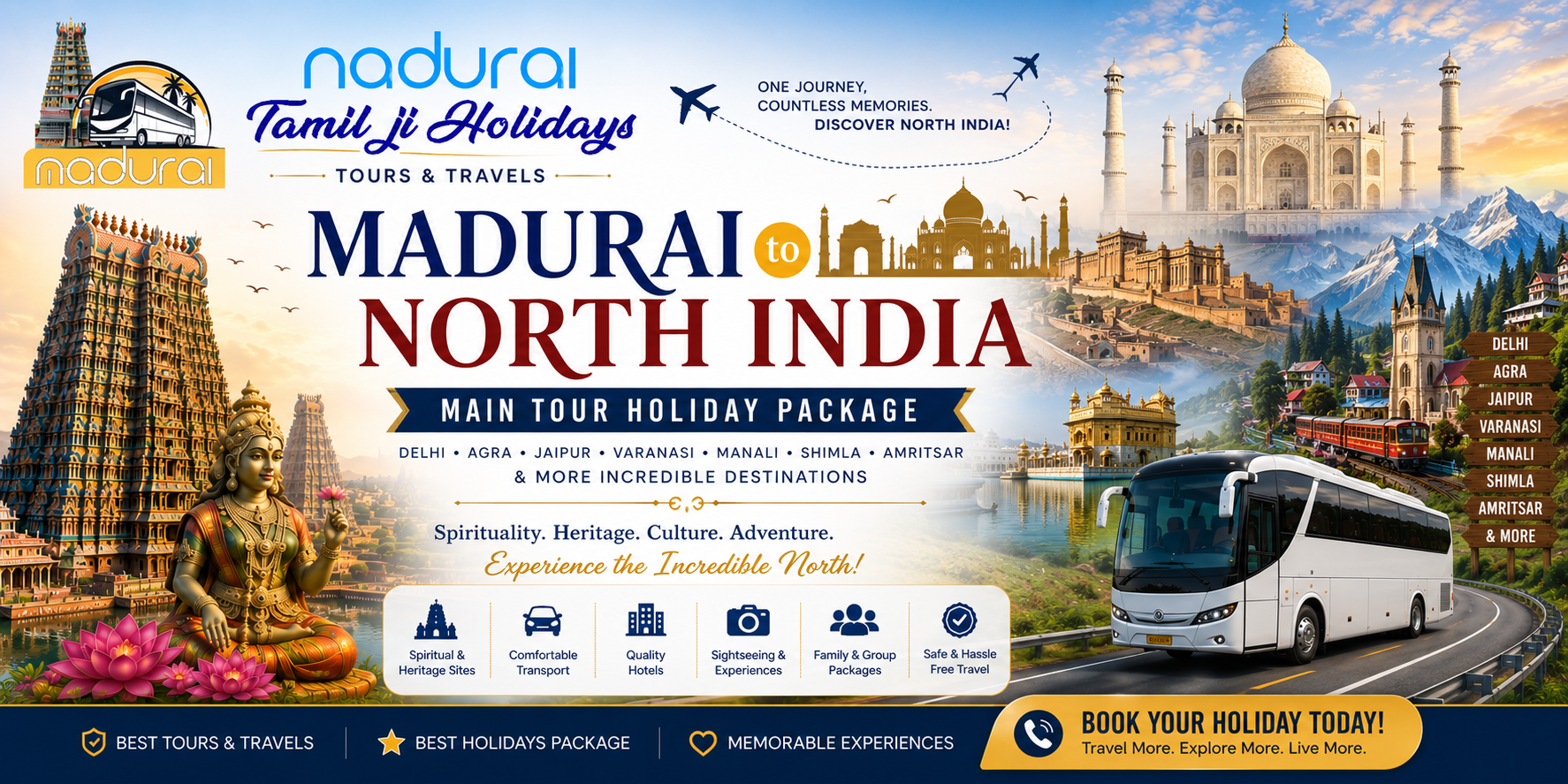 Madurai to North India Holiday Package